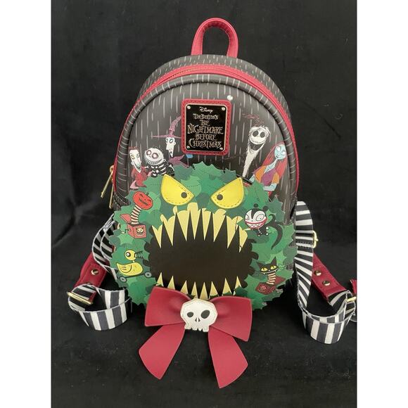 Loungefly Handbags - Loungefly Nightmare Before Christmas Wreath Mini Backpack Disney Halloween